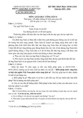Đề thi chọn học sinh giỏi Giáo dục công dân lớp 8 - Năm học 2015-2016 - Phòng GD & ĐT Thủy Nguyên